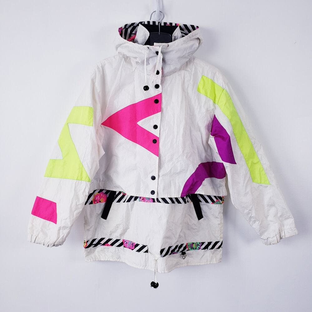 90s Vintage Obermeyer Acrobat Ski Jacket Women's Size 8 Neon Colorblock Nylon